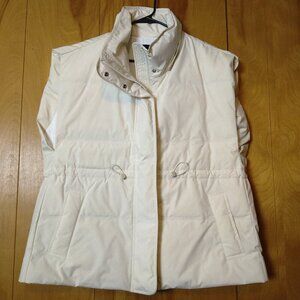 MO & Co. Women's Medium Ivory Oversized Duck Down Puffer Vest With Pockets